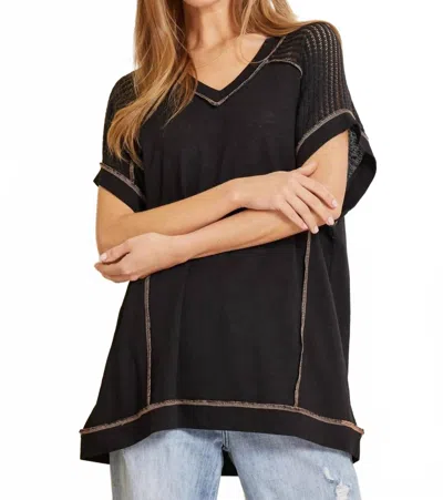 Andree By Unit Tunic Top With V-neckline And Shoulder Details In Black