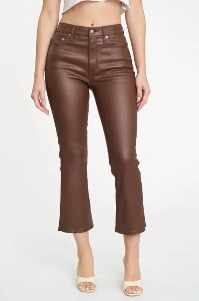 Daze Shy Girl High Rise Crop Coated Pants In Coated Espresso
