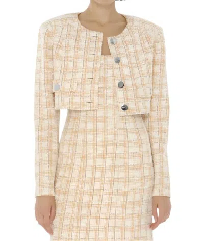 Toccin Lainey Cropped Tweed Jacket In Mango Multi In Neutral