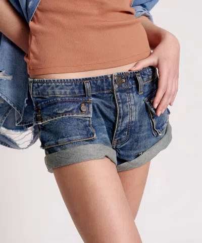 One Teaspoon Cadet Bandits Short In Used Blue