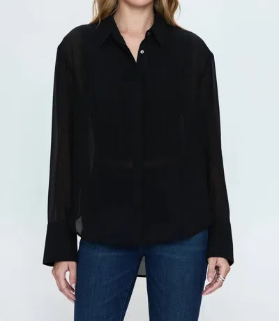 Pistola Charlotte Sheer Tuxedo Shirt In Noir