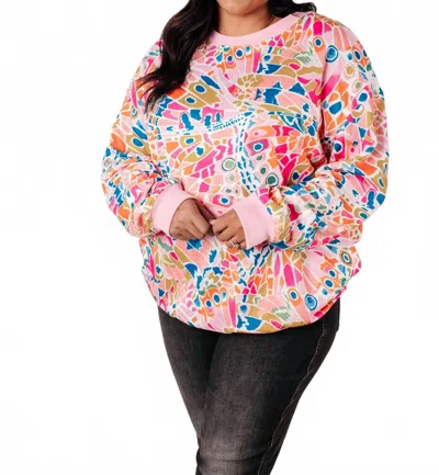 One Eleven North Confusing Times Abstract Print Pullover In Multicolor