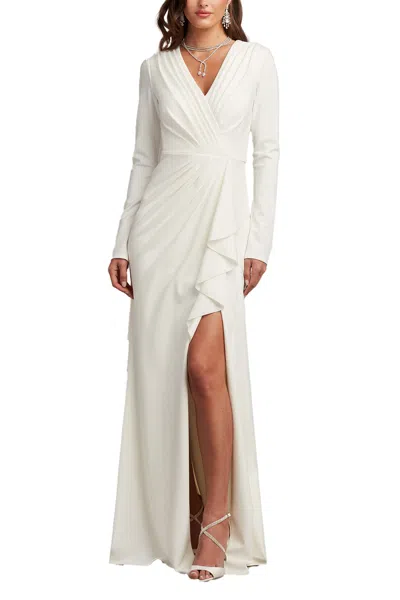 Tadashi Shoji Bos20704lbr Simple Bridal Fitted Long Sleeve Wedding Dress