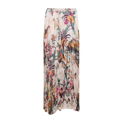 Roberto Cavalli Midi Skirt With Floral And Pheasant Print