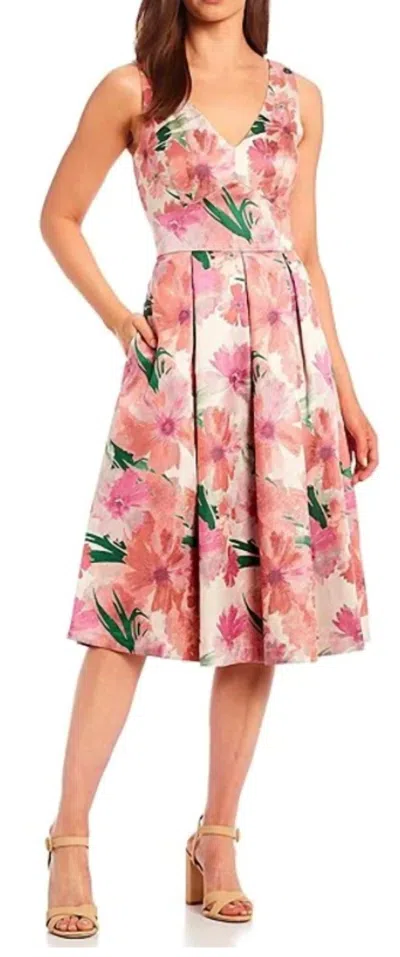 Eliza J Printed Jacquard Midi Dress In Pink