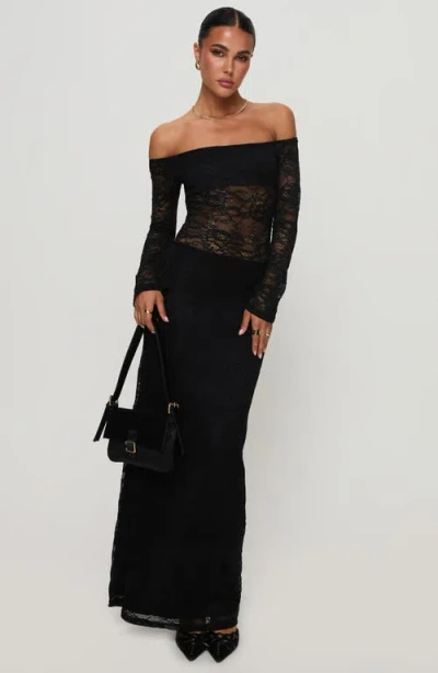 Princess Polly Pinot Grigio Lace Off The Shoulder Top