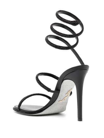 René Caovilla Black Open Toe Heels