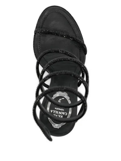 René Caovilla Black Open Toe Heels