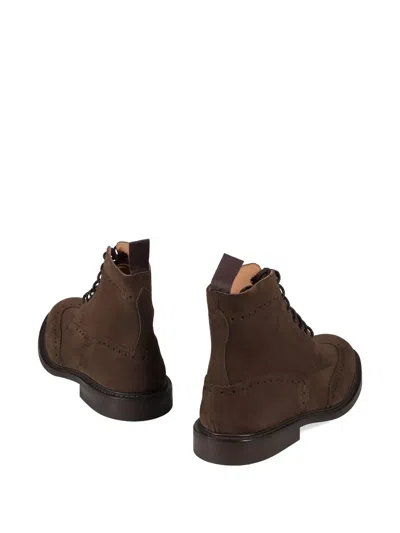 Tricker's Lace-up Suede Ankle Boots In Brown