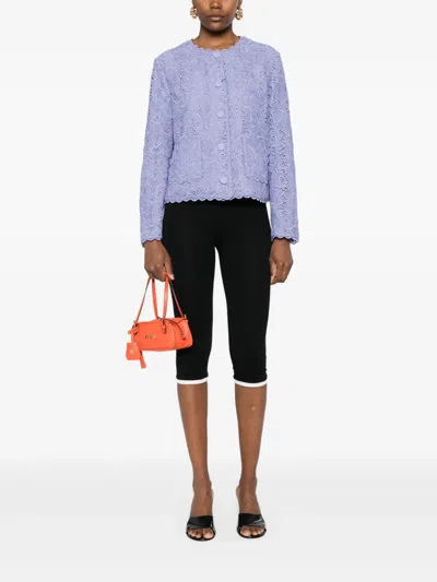 Etro Scalloped Corded Lace Jacket In Blue