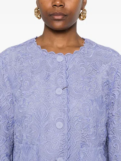 Etro Scalloped Corded Lace Jacket In Blue