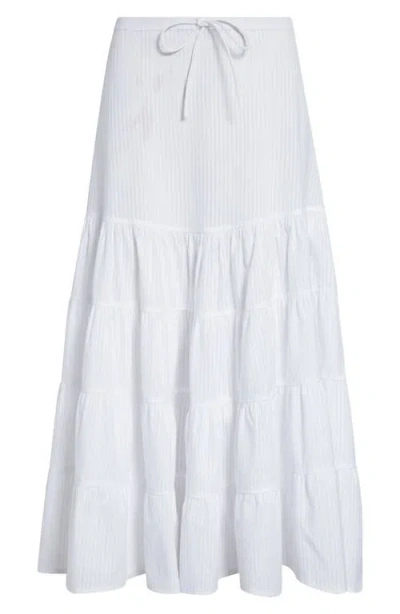 Paloma Wool Long Etoile Stripe Tiered Cotton Maxi Skirt In White