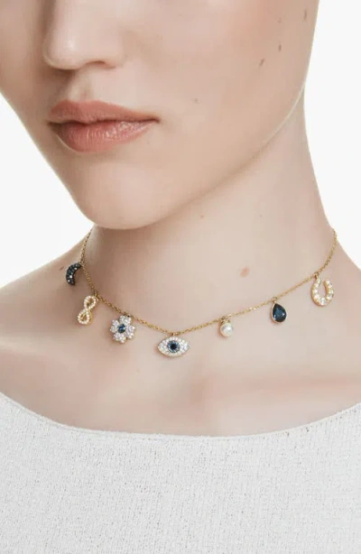 Swarovski Symbolic Charms Bracelet In Blue/gold Tone Plated