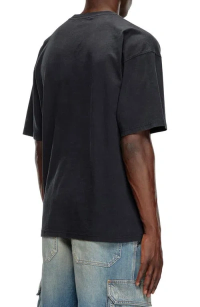 Diesel T-shirt T-boxt Con Logo Floccato In Black