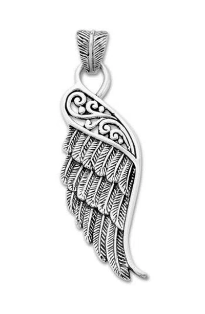 Samuel B. Sterling Silver Feather Wing Pendant In Silver