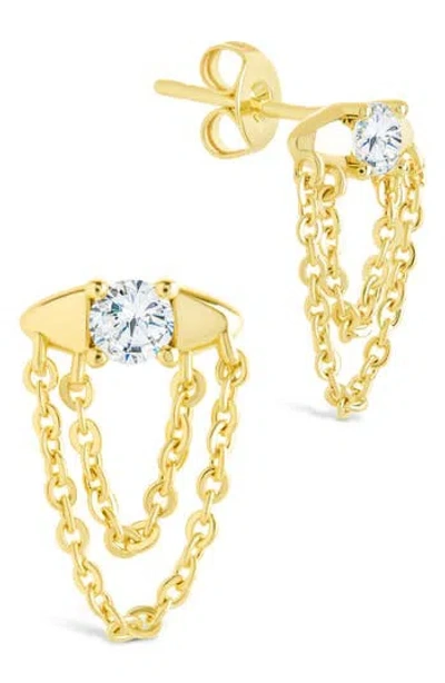 Sterling Forever Bowie Cubic Zirconia Chain Drop Stud Earrings