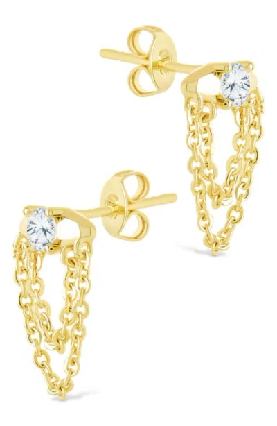 Sterling Forever Bowie Cubic Zirconia Chain Drop Stud Earrings