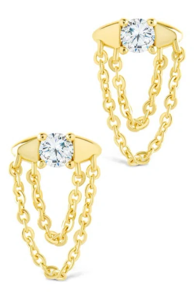 Sterling Forever Bowie Cubic Zirconia Chain Drop Stud Earrings