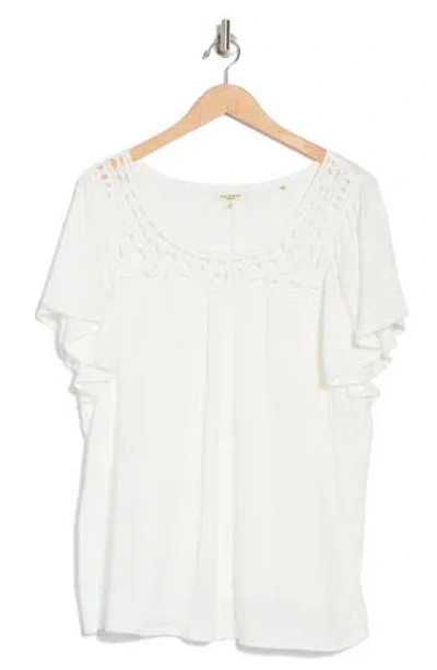 Max Studio Lace Trim Flutter Sleeve Top