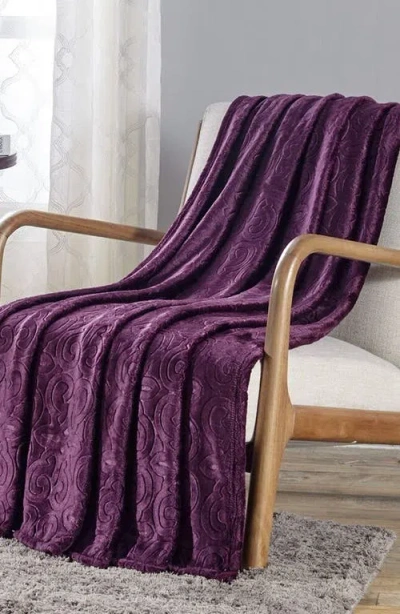 Luxury Home Dama Embossed Fleece Throw Blanket