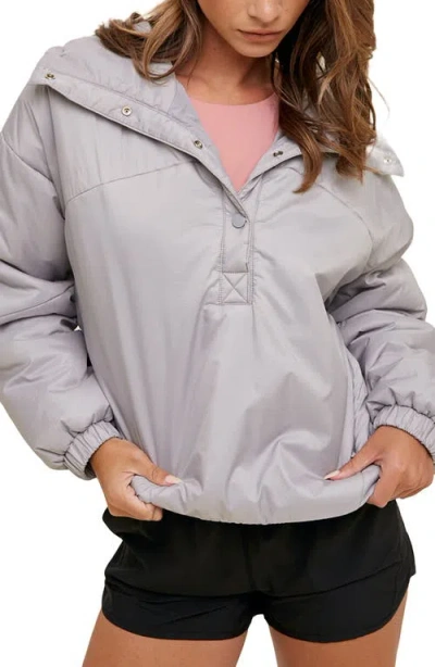 Wishlist Hooded Nylon Anorak Jacket In Gray