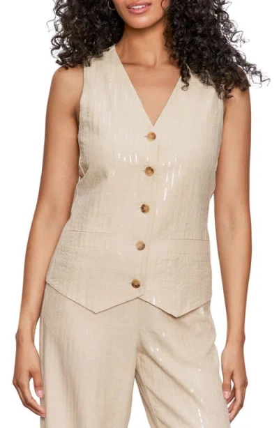 Sanctuary Sequin Relaxed Modern Vest Jacket In Neutral