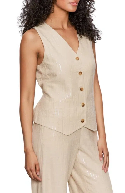 Sanctuary Sequin Relaxed Modern Vest Jacket In Neutral