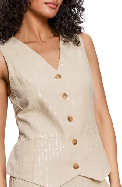 Sanctuary Sequin Relaxed Modern Vest Jacket In Neutral