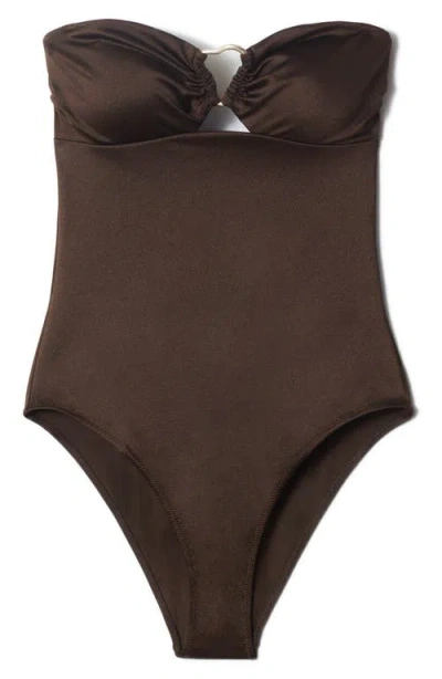 & Other Stories Buckle-detail Cut-out Swimsuit In Brown