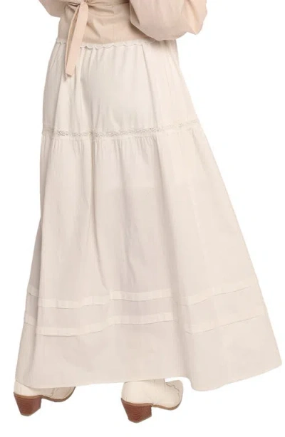 Petal And Pup Petal & Pup Darlie Lace Trim Tiered Maxi Skirt In Neutral