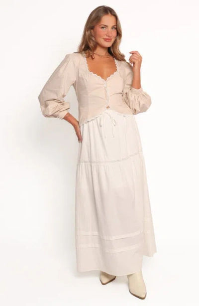 Petal And Pup Petal & Pup Darlie Lace Trim Tiered Maxi Skirt In Neutral