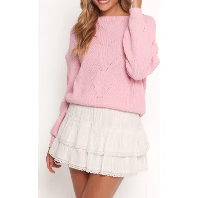 Petal And Pup Petal & Pup Mora Pointelle Shaker Stitch Sweater In Pink