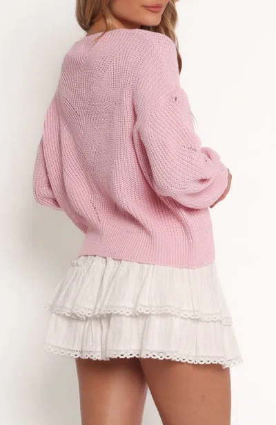 Petal And Pup Petal & Pup Mora Pointelle Shaker Stitch Sweater In Pink