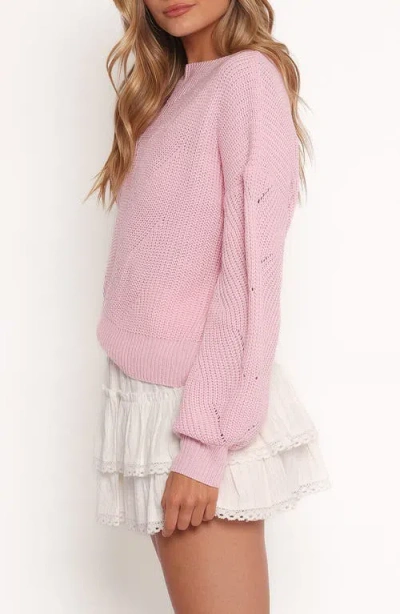 Petal And Pup Petal & Pup Mora Pointelle Shaker Stitch Sweater In Pink