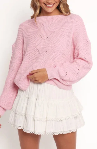 Petal And Pup Petal & Pup Mora Pointelle Shaker Stitch Sweater In Pink