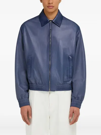 Ferragamo Zip-up Leather Jacket