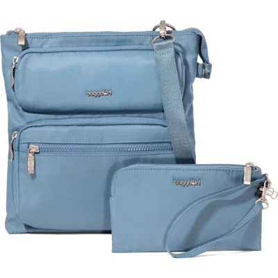 Baggallini Go Bagg Crossbody Bag With Rfid Wristlet In Blue