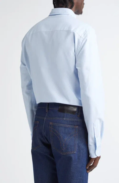 Ami Alexandre Mattiussi Adc Button-down Collar Logo-embroidered Striped Cotton Oxford Shirt In Blue