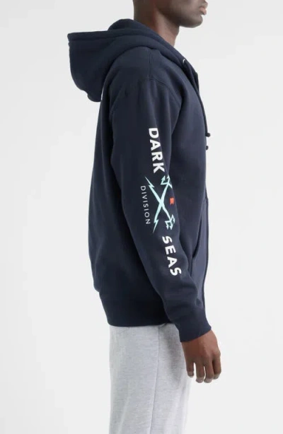 Dark Seas Headmaster Iii Zip Fleece Hoodie In Blue