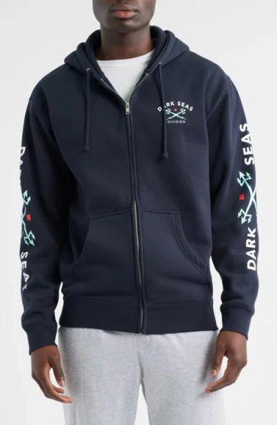 Dark Seas Headmaster Iii Zip Fleece Hoodie In Blue
