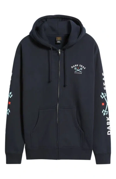 Dark Seas Headmaster Iii Zip Fleece Hoodie In Blue