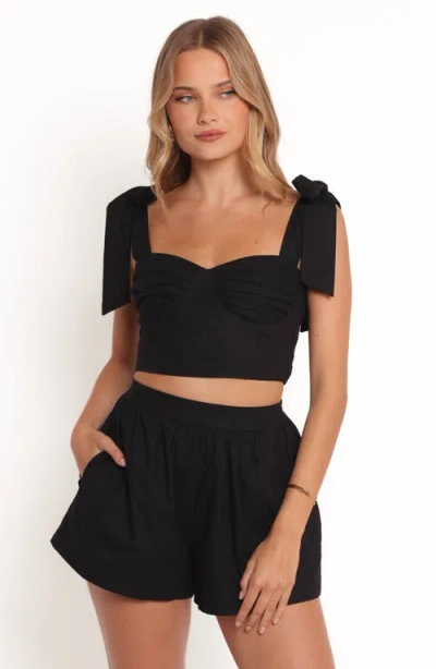 Petal And Pup Petal & Pup Benji Cotton & Linen Crop Top & Shorts Set In Black