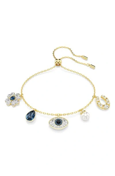 Swarovski Symbolic Charms Bracelet In Blue/gold Tone Plated