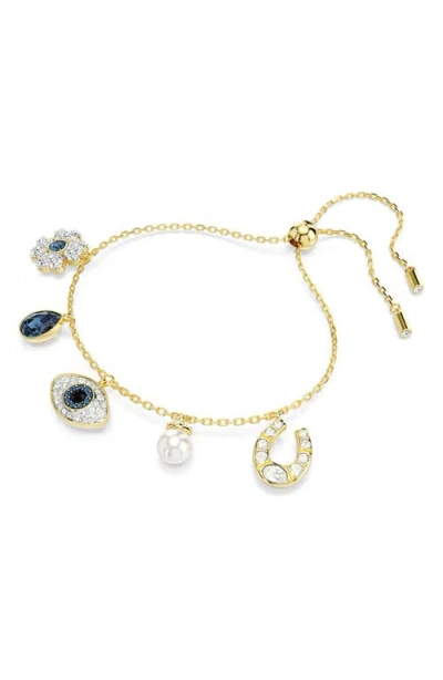 Swarovski Symbolic Charms Bracelet In Blue/gold Tone Plated
