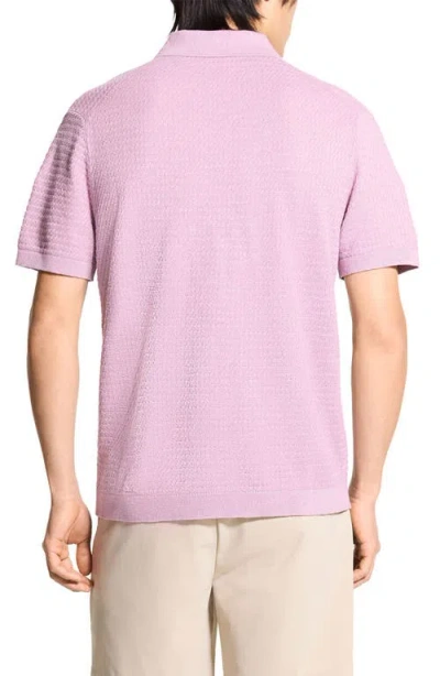 Theory Brenan Linen Blend Polo In Pink