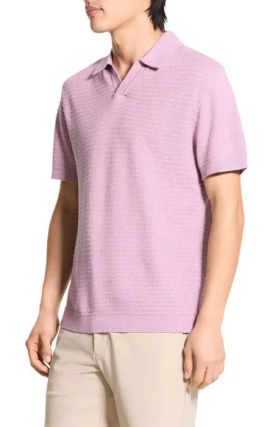 Theory Brenan Linen Blend Polo In Pink