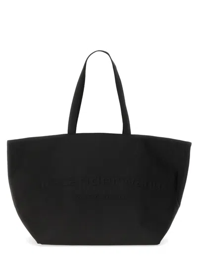 Alexander Wang Structured Black Tote Bag With Subtle Embossed Logo In Black