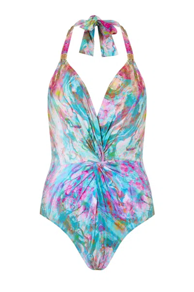 Sophia Alexia Women's Liquid Rainbow Tahiti Twist Swimsuit In Yellow