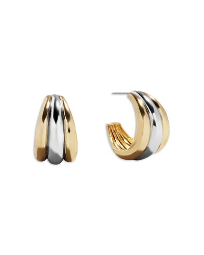 Baublebar Yvette Triple Row Half Hoop Earrings In Two Tone In Gold