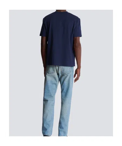 Balmain Paris Print T-shirt Short Sleeves In Blue